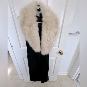 H&M faux fur belted long vest jacket